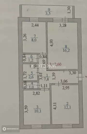 62.5 м², 3-комнатная квартира, этаж 5 из 5, 62 м², изображение - 10