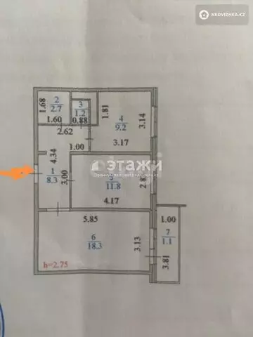 52.6 м², 2-комнатная квартира, этаж 2 из 9, 53 м², изображение - 10