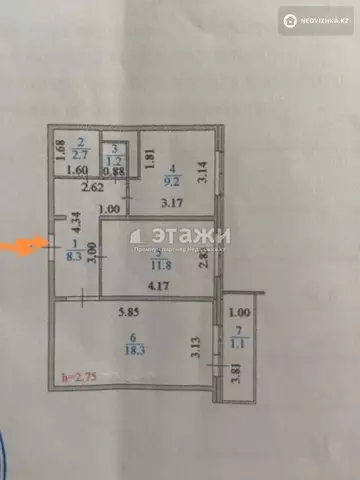 52.6 м², 2-комнатная квартира, этаж 2 из 9, 53 м², изображение - 11