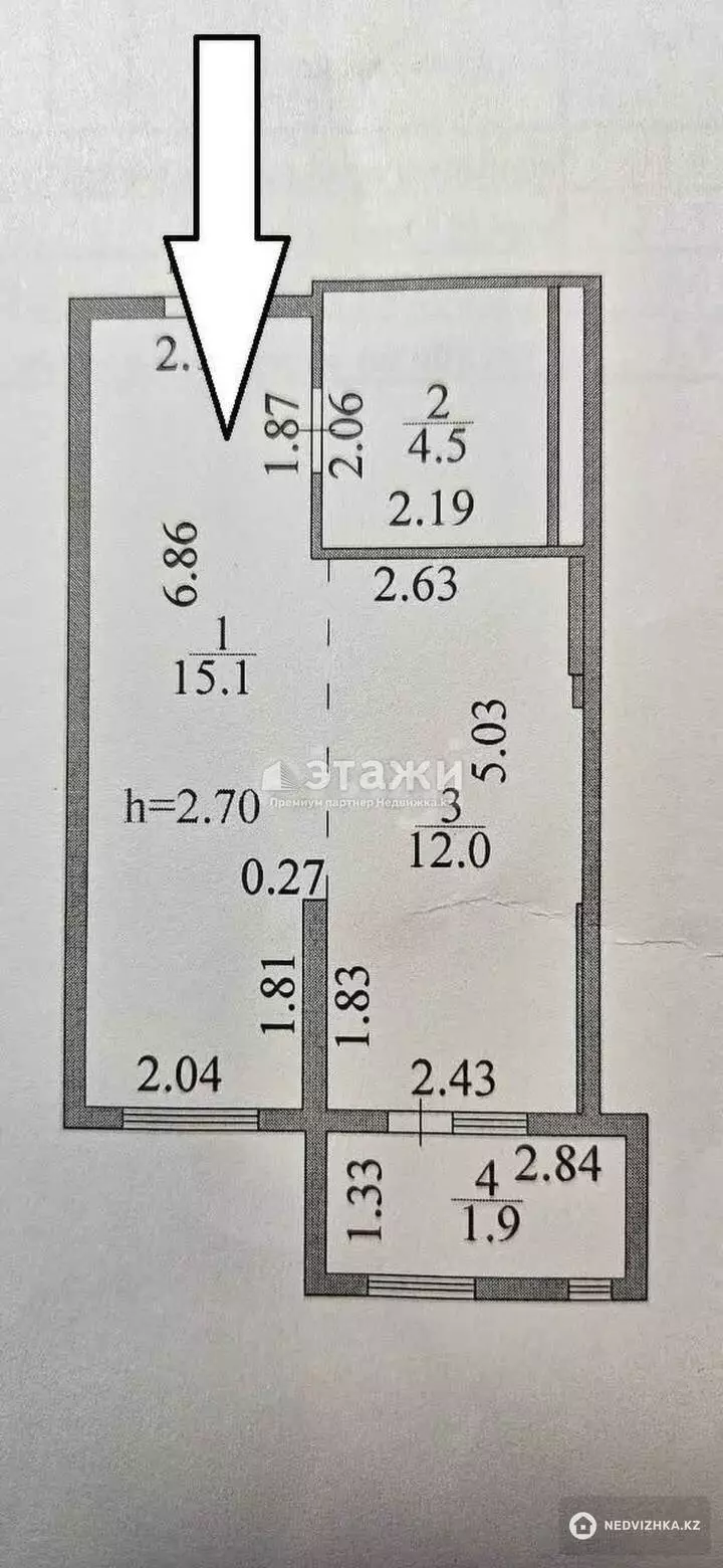 37.5 м², 1-комнатная квартира, этаж 11 из 15, 38 м², изображение - 1