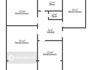 67.3 м², 3-комнатная квартира, этаж 4 из 4, 67 м², изображение - 9