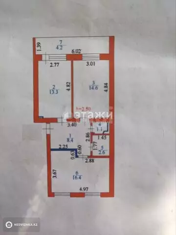 60.6 м², 2-комнатная квартира, этаж 1 из 5, 61 м², изображение - 17