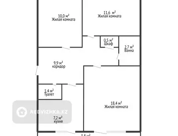 65.5 м², 3-комнатная квартира, этаж 3 из 5, 66 м², изображение - 12