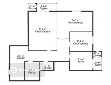 84.9 м², 3-комнатная квартира, этаж 3 из 12, 85 м², изображение - 10