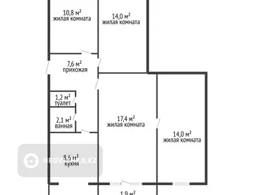 77.6 м², 4-комнатная квартира, этаж 3 из 5, 78 м², изображение - 16