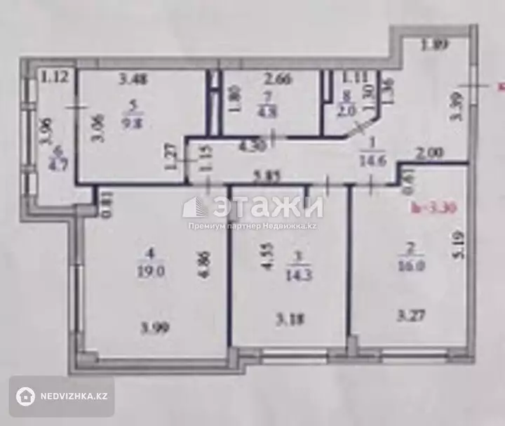 85.2 м², 3-комнатная квартира, этаж 8 из 8, 85 м², изображение - 1