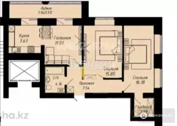 2-комнатная квартира, этаж 5 из 10, 69 м²