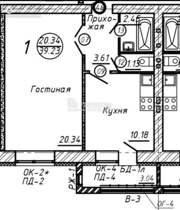 40 м², 1-комнатная квартира, этаж 1 из 5, 40 м², изображение - 19