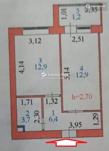 37 м², 1-комнатная квартира, этаж 9 из 9, 37 м², изображение - 2