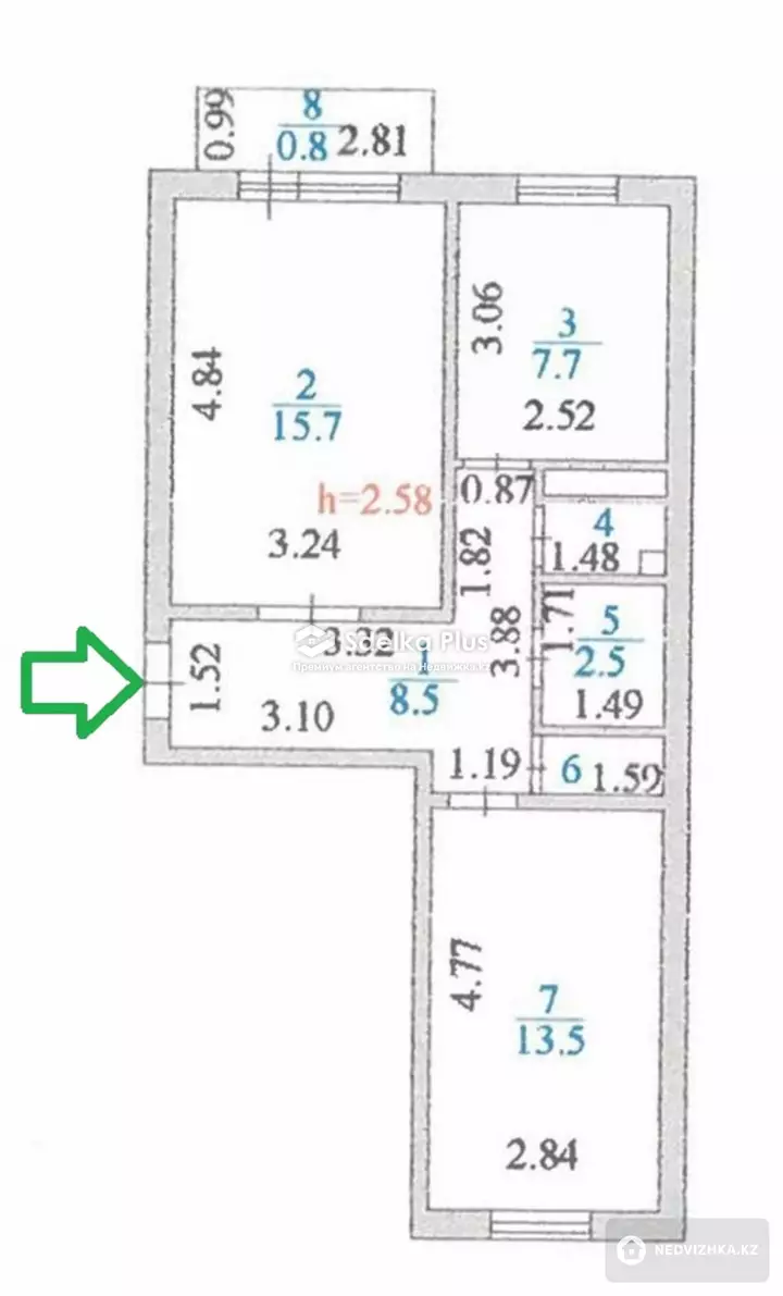 51 м², 2-комнатная квартира, этаж 3 из 5, 51 м², изображение - 1