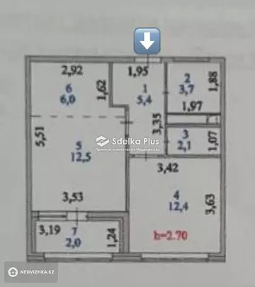 44.1 м², 2-комнатная квартира, этаж 8 из 9, 44 м², изображение - 0