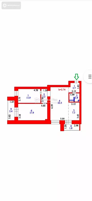 75 м², 3-комнатная квартира, этаж 3 из 9, 75 м², изображение - 0