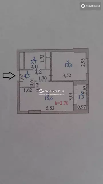 1-комнатная квартира, этаж 2 из 16, 36 м²