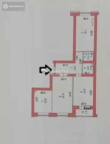 3-комнатная квартира, этаж 3 из 10, 77 м²