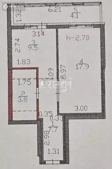 43 м², 1-комнатная квартира, этаж 12 из 22, 43 м², изображение - 3