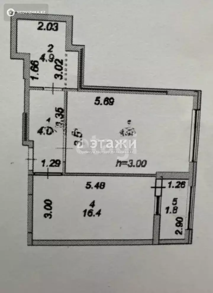 50 м², 2-комнатная квартира, этаж 9 из 9, 50 м², изображение - 1