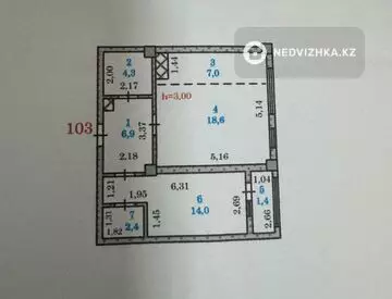 55.7 м², 2-комнатная квартира, этаж 8 из 9, 56 м², изображение - 2