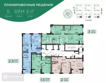 46.9 м², 1-комнатная квартира, этаж 6 из 17, 47 м², изображение - 2