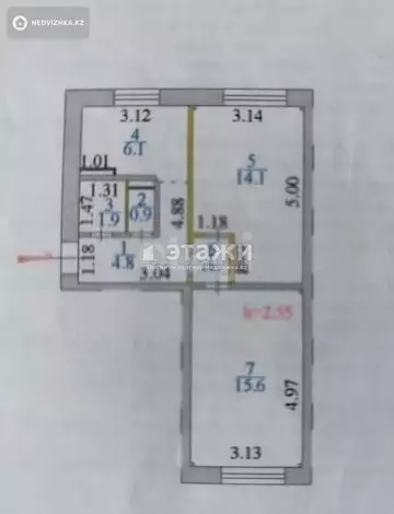 45 м², 2-комнатная квартира, этаж 3 из 5, 45 м², изображение - 3