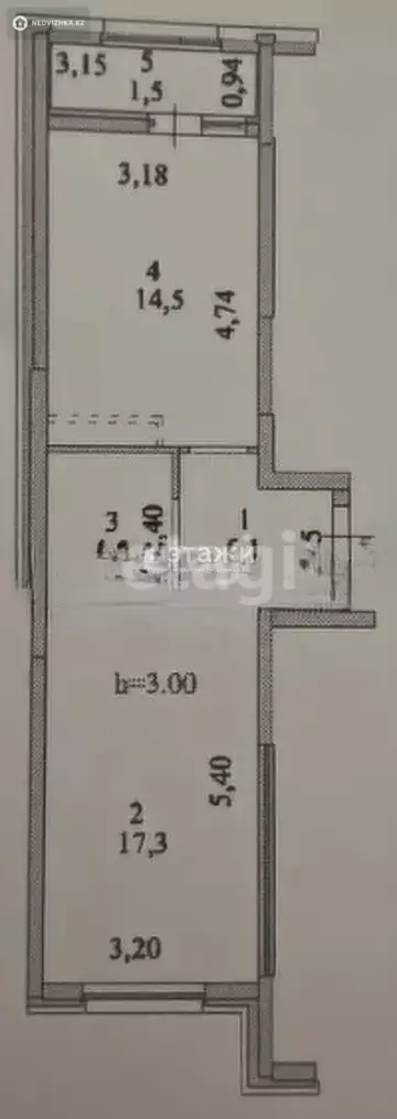 1-комнатная квартира, этаж 11 из 17, 43 м²