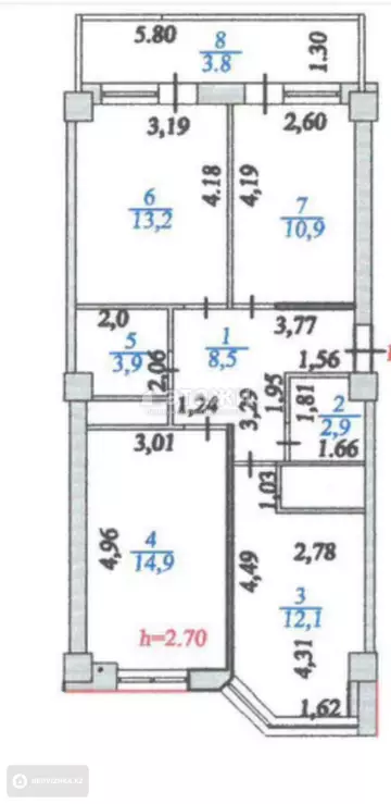 70.3 м², 3-комнатная квартира, этаж 8 из 13, 70 м², изображение - 16