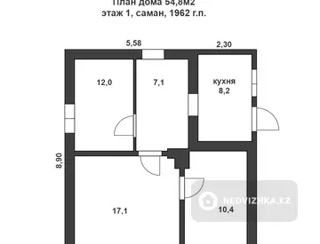 54.8 м², 3-комнатный дом, 55 м², изображение - 2