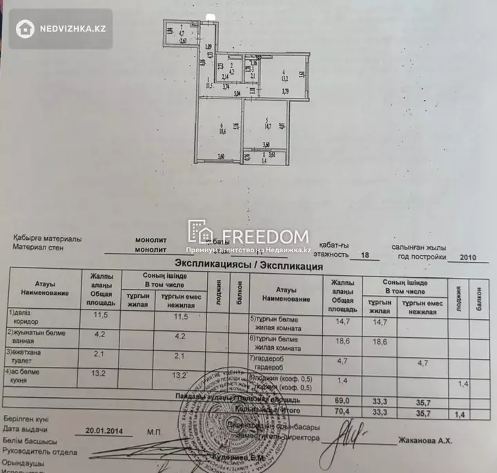 71 м², 2-комнатная квартира, этаж 11 из 18, 71 м², изображение - 1