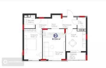 68 м², 2-комнатная квартира, этаж 5 из 9, 68 м², изображение - 21