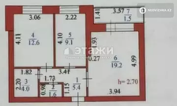 53.4 м², 2-комнатная квартира, этаж 7 из 9, 53 м², изображение - 6