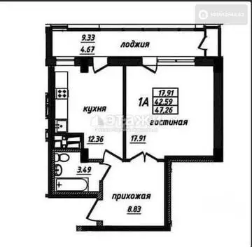 48.3 м², 2-комнатная квартира, этаж 3 из 14, 48 м², изображение - 4