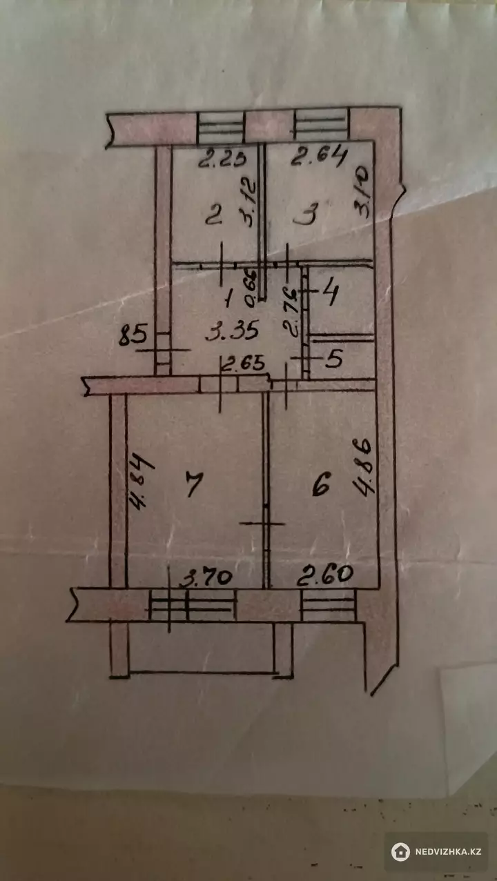 58.4 м², 3-комнатная квартира, этаж 5 из 5, 58 м², изображение - 1