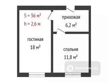 36 м², 2-комнатная квартира, этаж 4 из 5, 36 м², изображение - 4