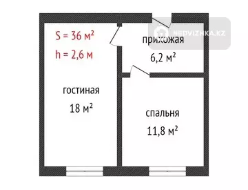 36 м², 2-комнатная квартира, этаж 4 из 5, 36 м², изображение - 4