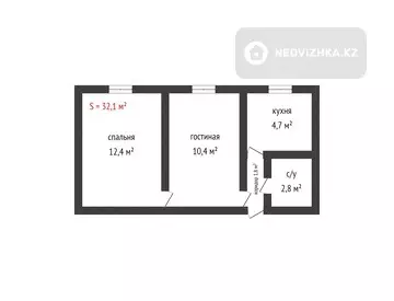 32.5 м², 2-комнатная квартира, этаж 1 из 4, 32 м², изображение - 9