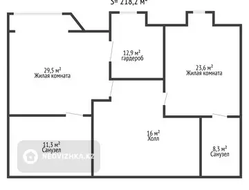 4-комнатная квартира, этаж 8 из 9, 218 м²