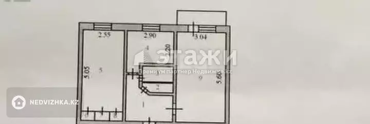 44.4 м², 2-комнатная квартира, этаж 3 из 5, 44 м², изображение - 1