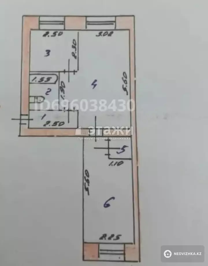 42.9 м², 2-комнатная квартира, этаж 4 из 5, 43 м², изображение - 1