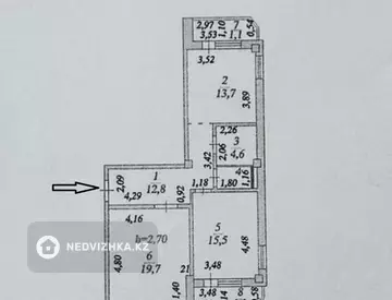 2-комнатная квартира, этаж 6 из 9, 72 м²