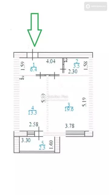 1-комнатная квартира, этаж 4 из 12, 45 м²