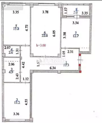 93.1 м², 3-комнатная квартира, этаж 5 из 9, 93 м², изображение - 12