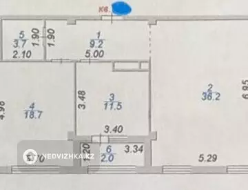 2-комнатная квартира, этаж 6 из 9, 82 м²