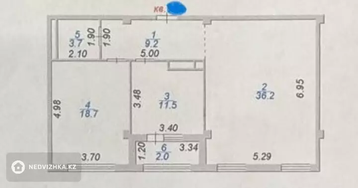 82 м², 2-комнатная квартира, этаж 6 из 9, 82 м², изображение - 1