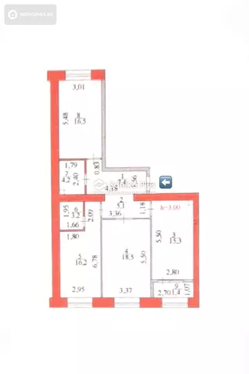 3-комнатная квартира, этаж 6 из 12, 88 м²