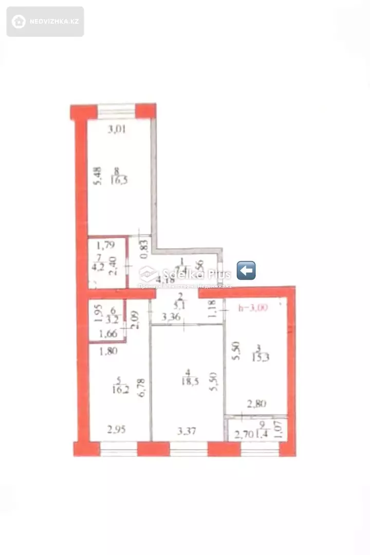 88 м², 3-комнатная квартира, этаж 6 из 12, 88 м², изображение - 1