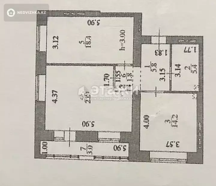 72 м², 2-комнатная квартира, этаж 7 из 12, 72 м², изображение - 1