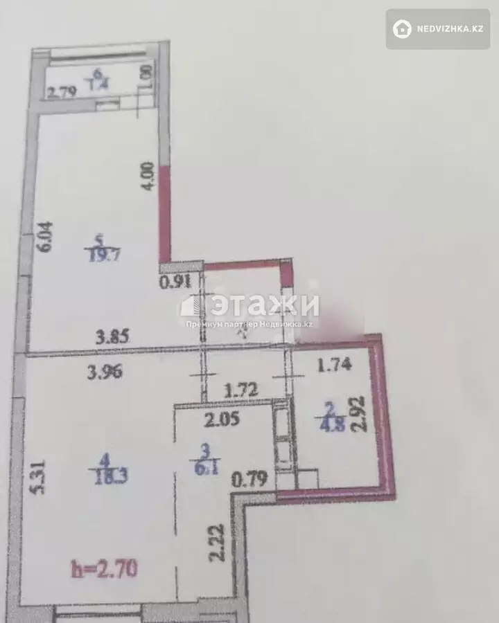 56 м², 2-комнатная квартира, этаж 2 из 16, 56 м², изображение - 1