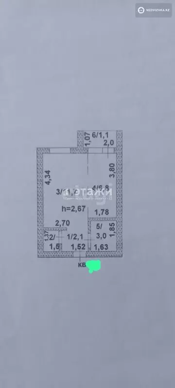 26.2 м², 1-комнатная квартира, этаж 3 из 3, 26 м², изображение - 7