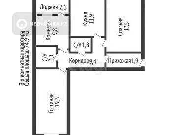 76 м², 3-комнатная квартира, этаж 9 из 9, 76 м², изображение - 8