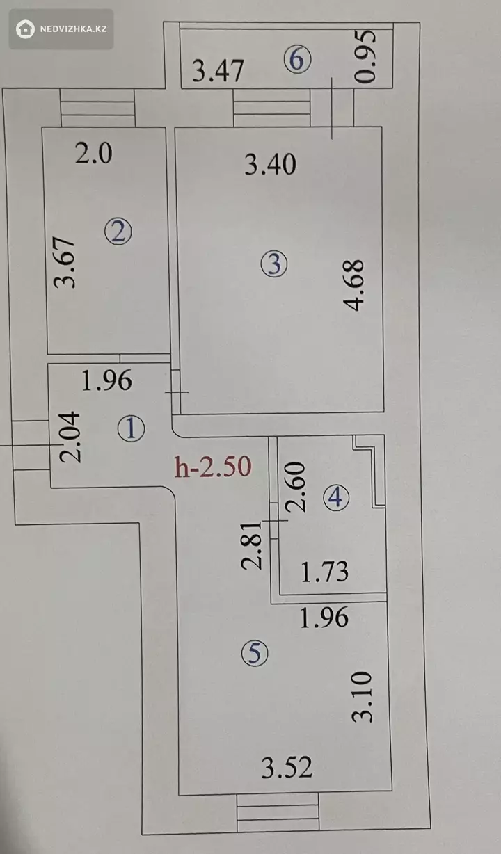 47.6 м², 2-комнатная квартира, этаж 2 из 5, 48 м², изображение - 1