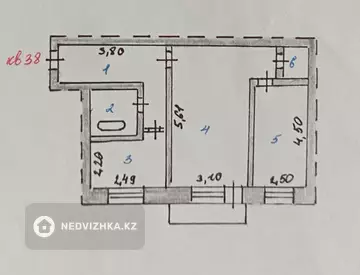 45.5 м², 2-комнатная квартира, этаж 5 из 5, 46 м², изображение - 12